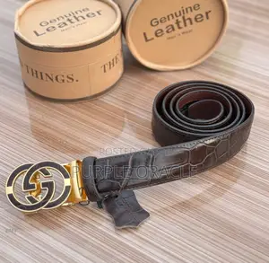 Black Leather Gucci Belt for Men