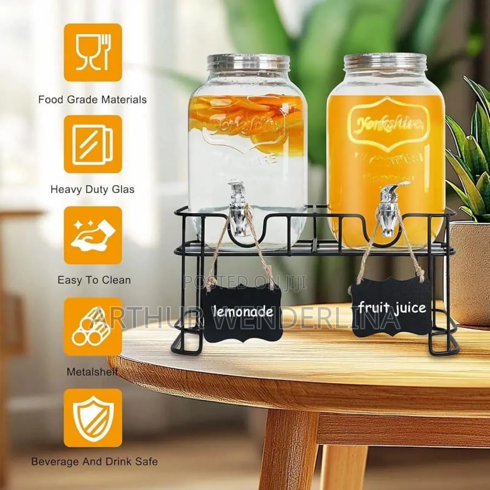 Double Juice Dispnser With Gold Stand