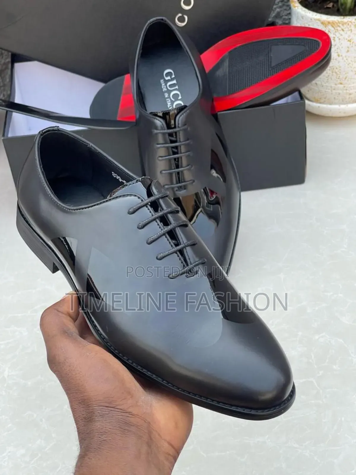 Gucci Executive Men's Mirror Leather Lace Shoes