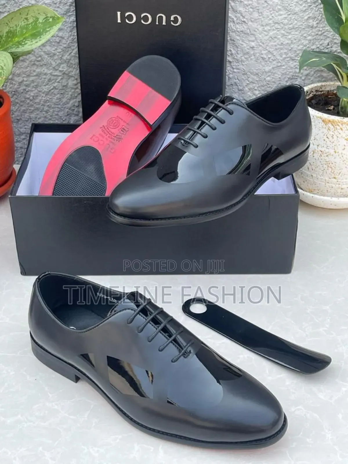 Gucci Executive Men's Mirror Leather Lace Shoes