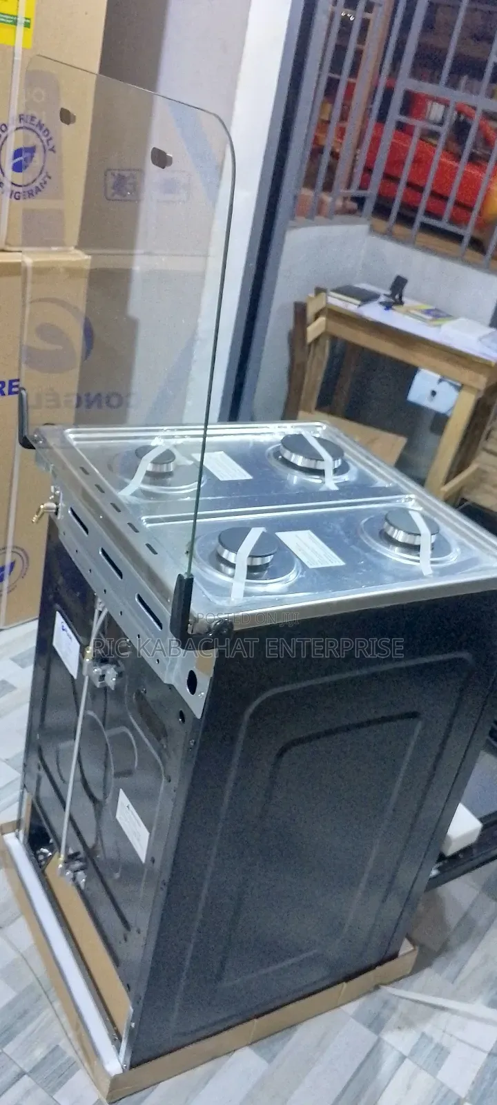 4 Burner Gas Over With Portable Glass Cover