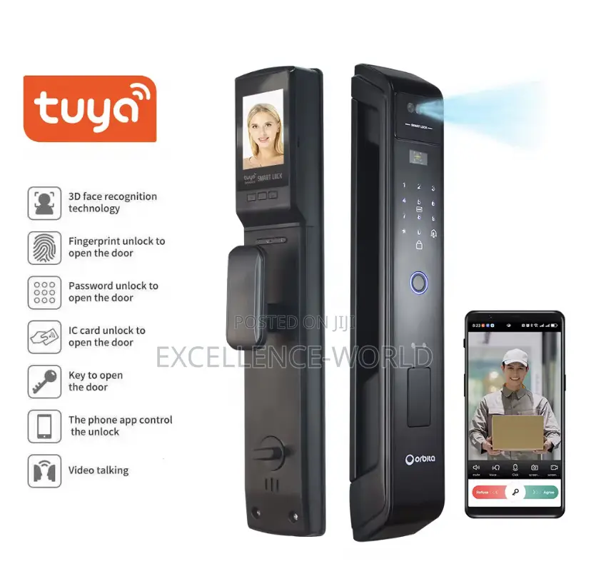 Smart Lock 3d Face Recognition, Card, Fingerprint, App,Password, Key
