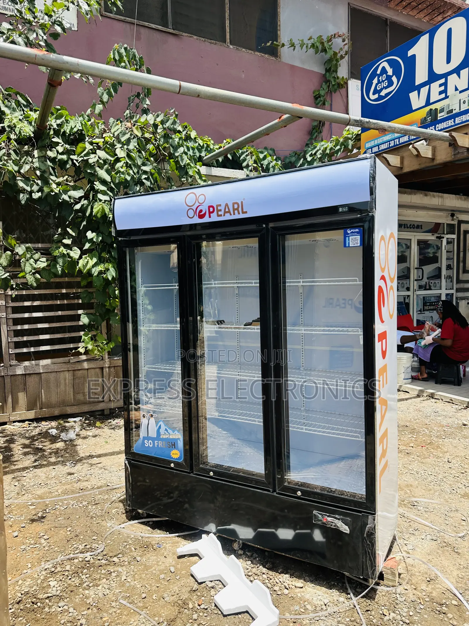 Lovely New White Three Door Pearl Display Fridge