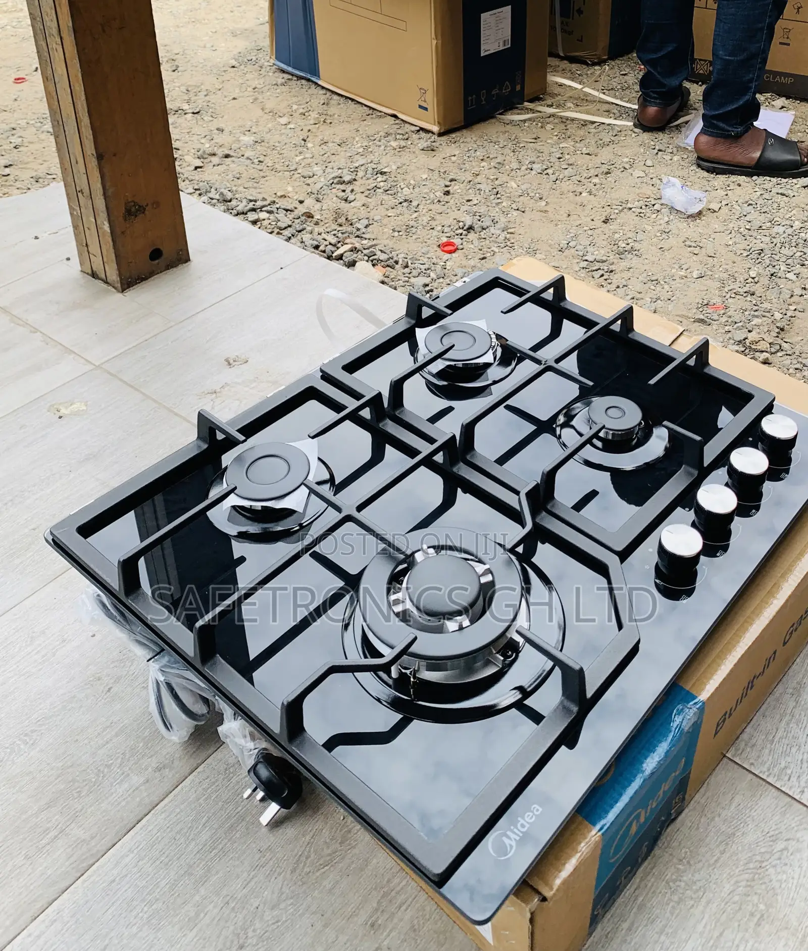 Newest Update Black Inbuilt Midea 60cm 4 Gas Electric Burner