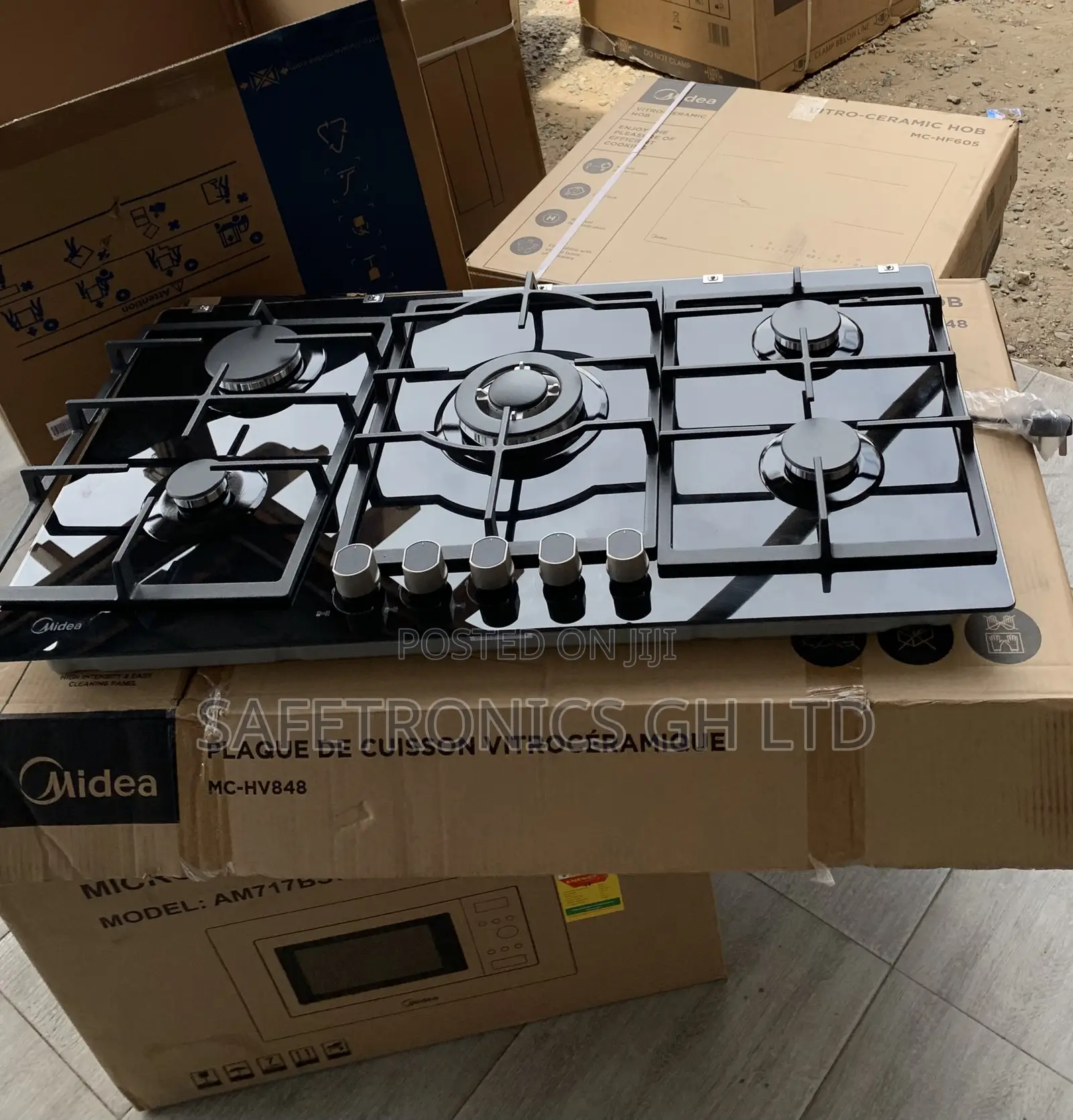 Trust Original Black Electric Inbuilt Midea 90cm Tempered 5 Gas Hob