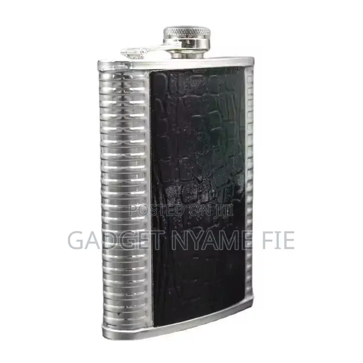 Leather Coated Stainless Steel Hip Flask-8oz