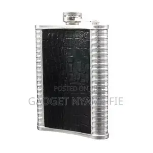 Leather Coated Stainless Steel Hip Flask-8oz