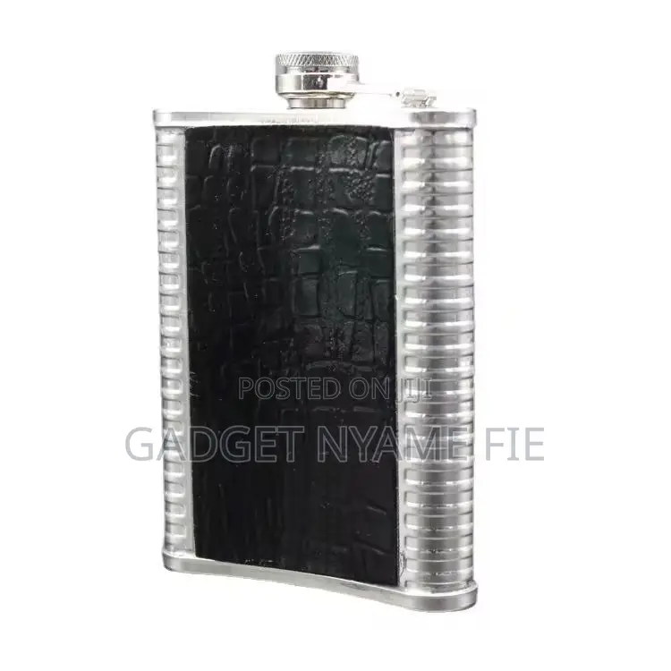 Leather Coated Stainless Steel Hip Flask-8oz