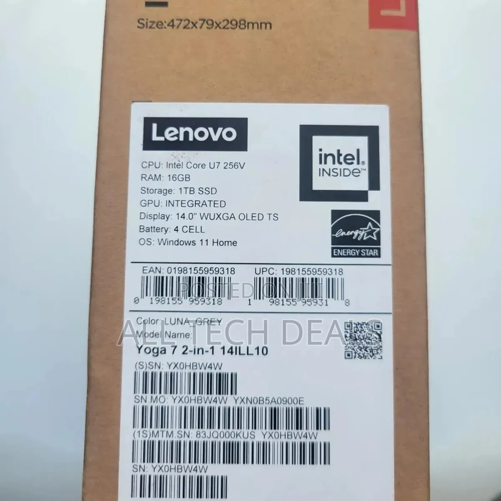 New Laptop Lenovo Yoga 7i 16GB Intel Core Ultra 7 SSD 1T