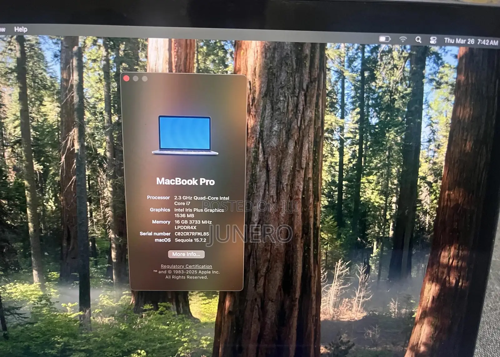 Laptop Apple MacBook Pro 2020 16GB Intel Core i7 SSD 500GB