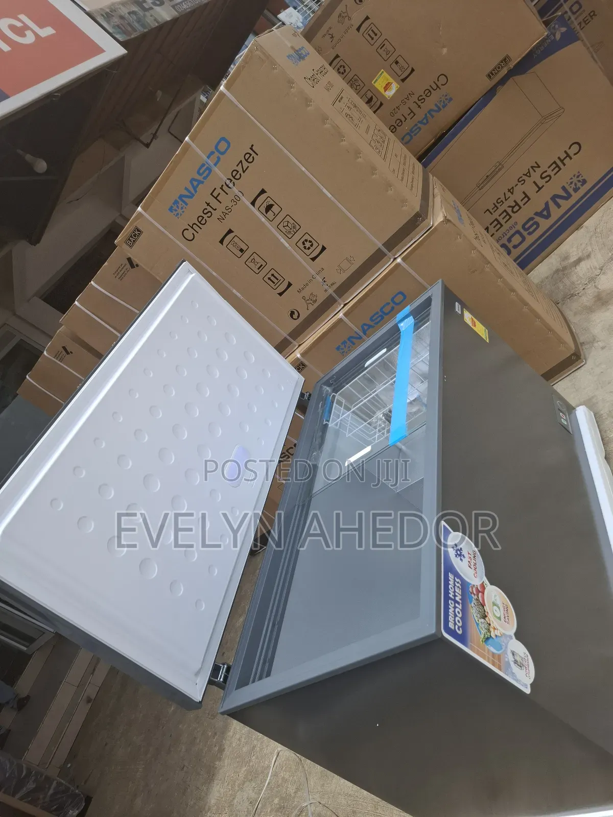 Light Gray Colour of Nasco Chest Freezer 380litres Brand New for Sale