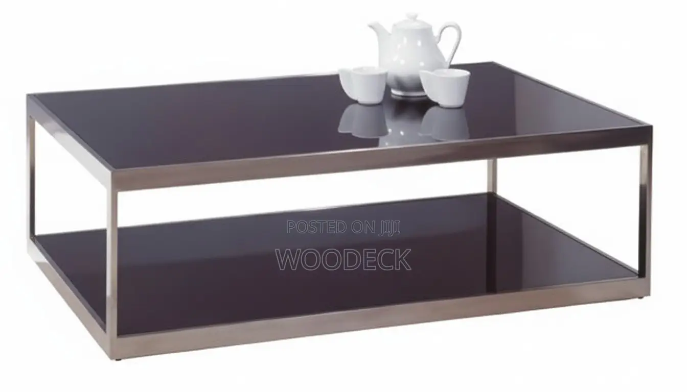 Modern Rectangular 2-Tier Coffee Table With Glass Finish