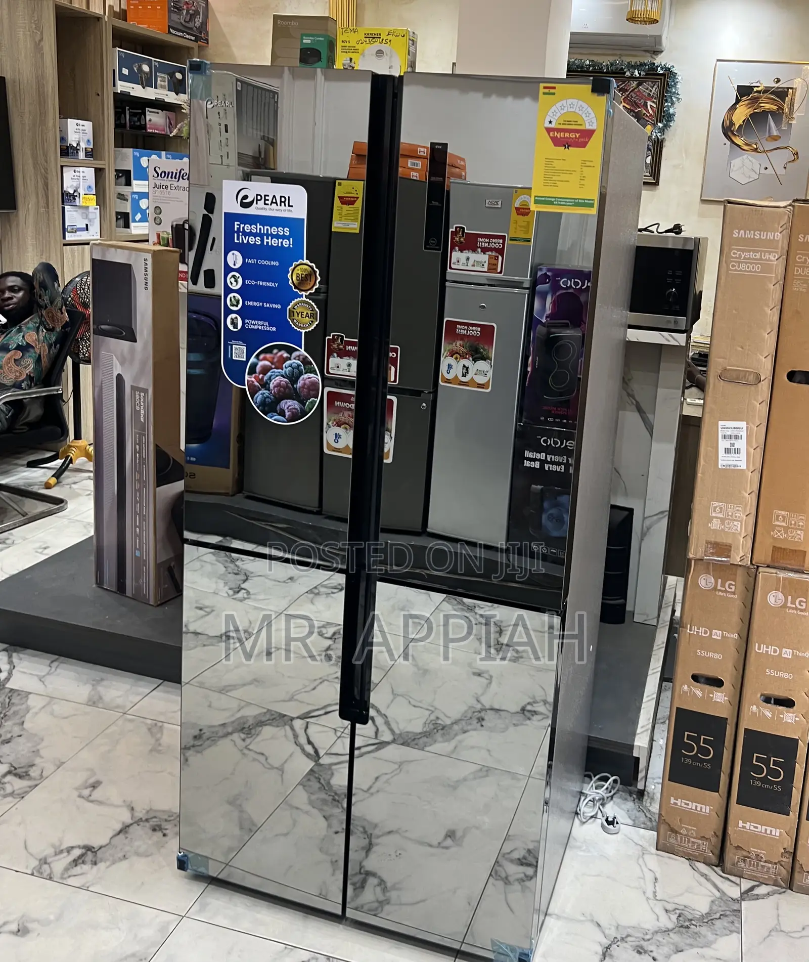 Unique Design Pearl Pf-630mdbg-2gb Side by Side Refrigerator(482l)