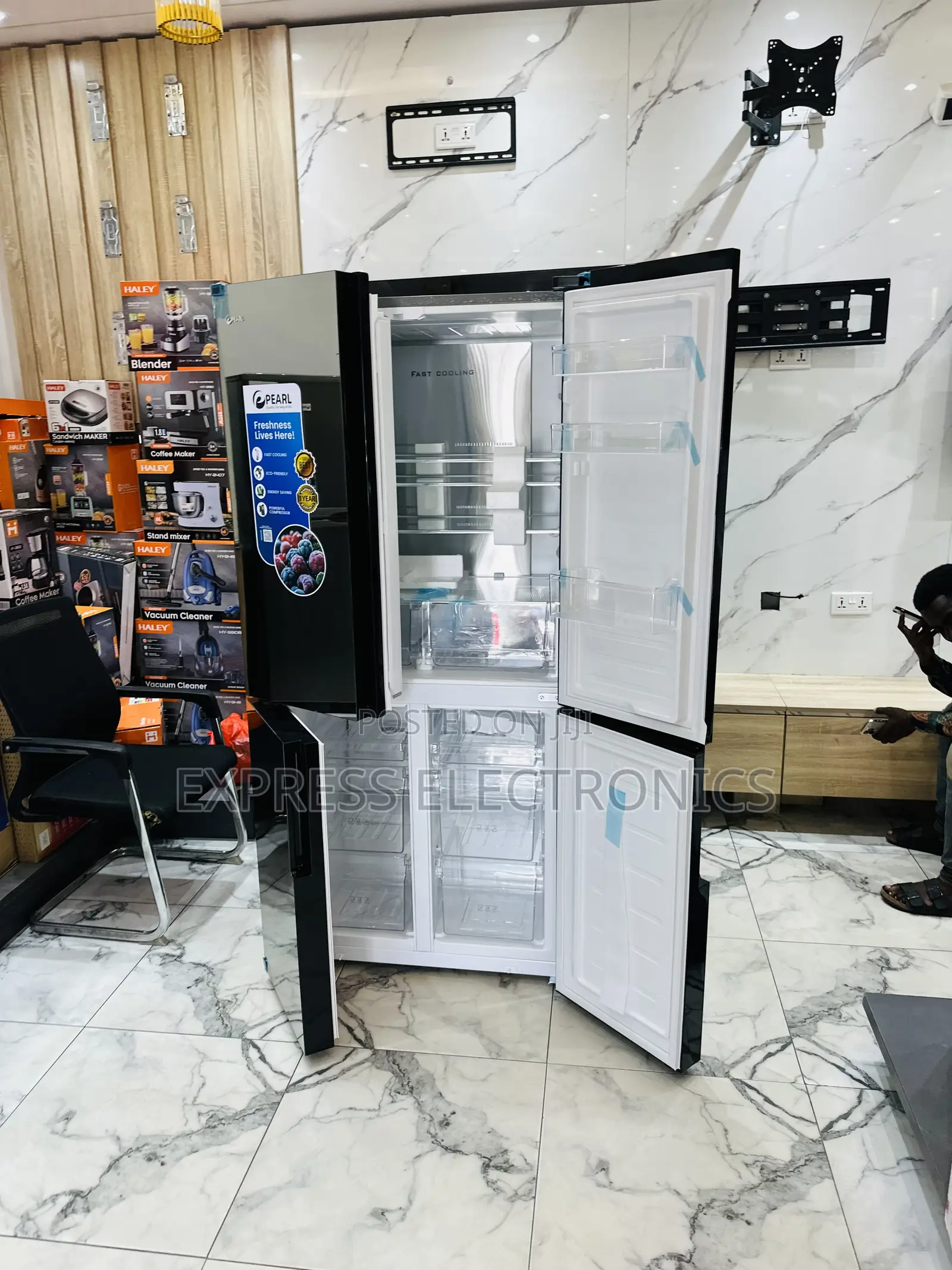 Nice Design Fridge Black Mirror Four Door Pf-630mdbg-2gb. 482l