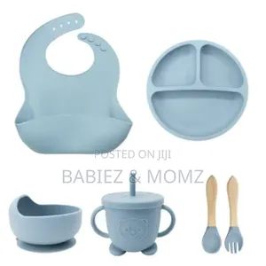 Silicone Baby Feeding Set – Suction Bowl, Plate, Cup Bib