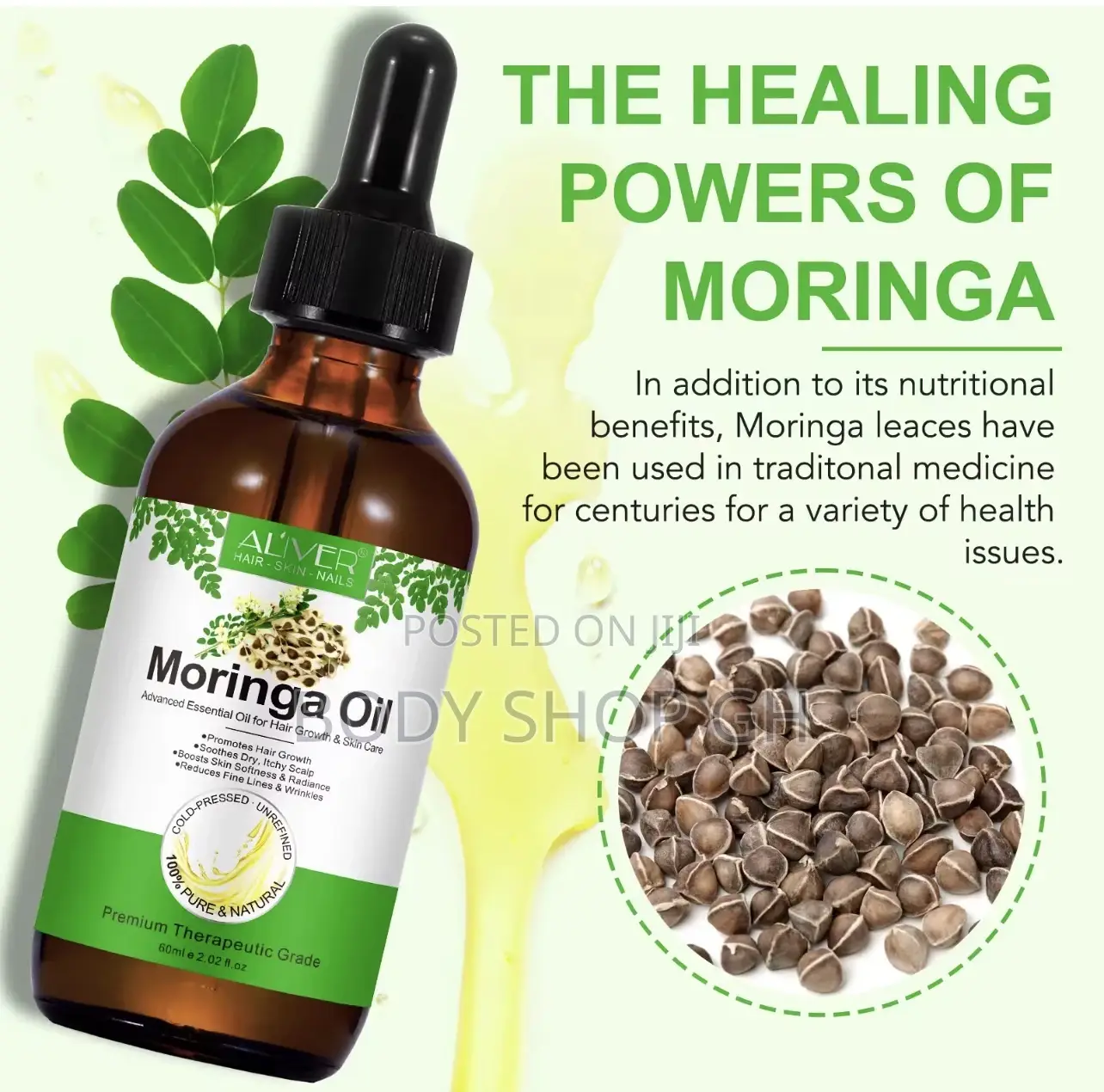 100% Pure Moringa Oil - Moringa Oleifera Seeds Extract