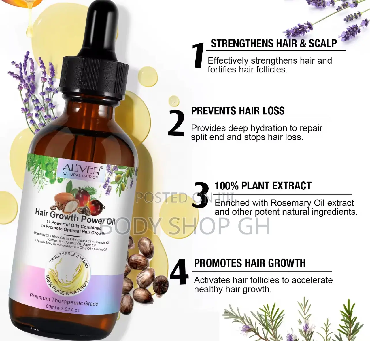 Aliver Hair Growth Power Oil- Castor + Rosemary + Batana + Coconut Oil