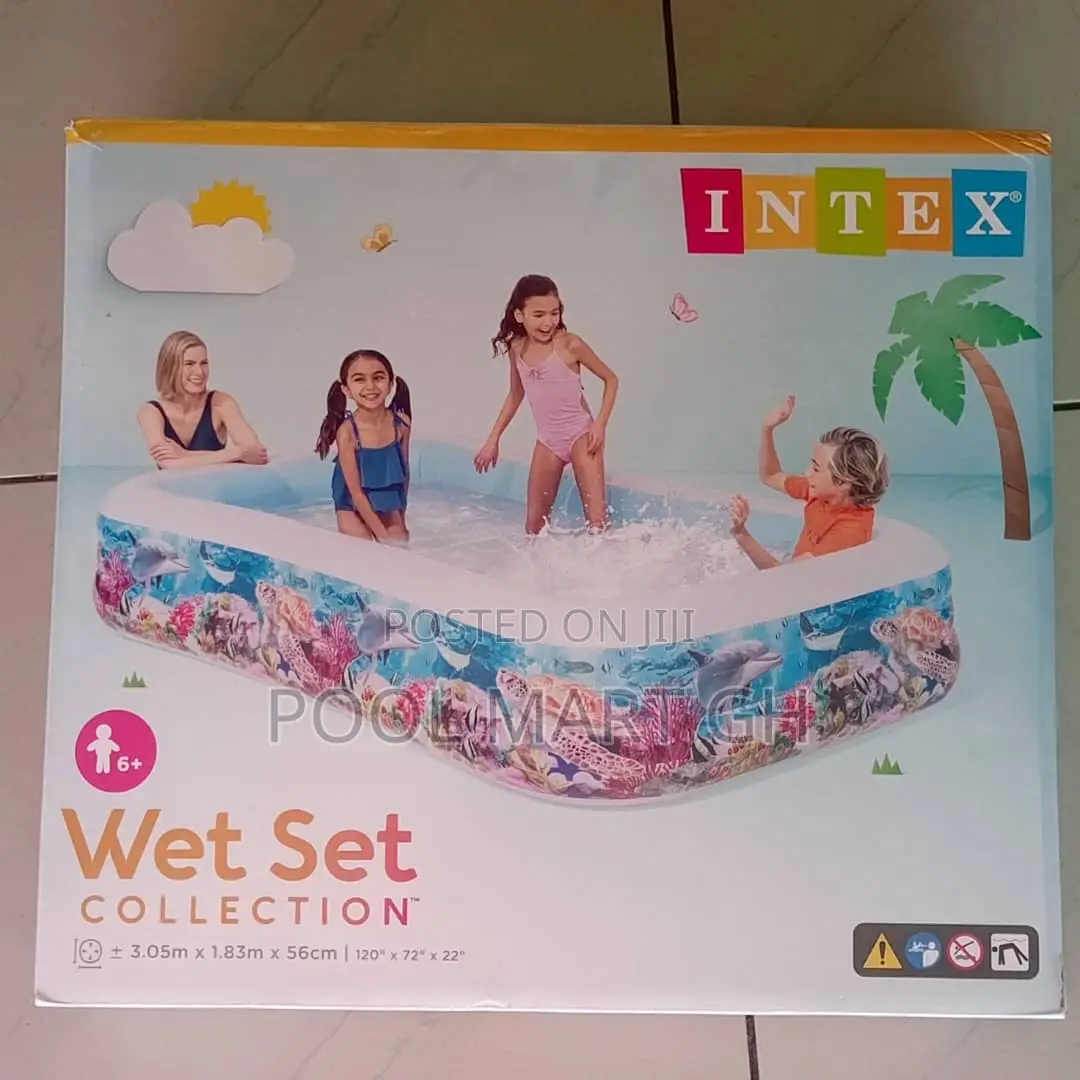 Rectangular Inflatable Swimming Pool With Air Pump 305x183x56cm