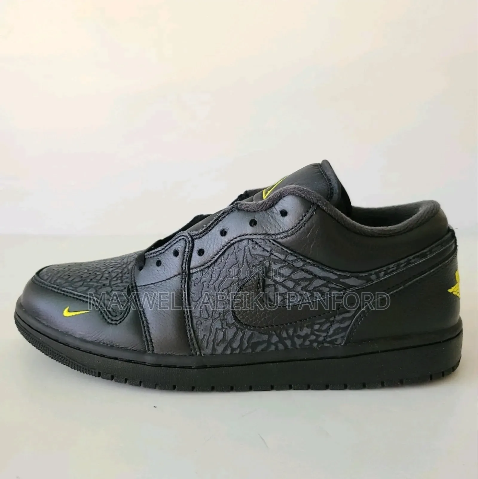 Nike Air Jordan 1 Low Se Elephant Print Black Yellow I Men's Size 8.5
