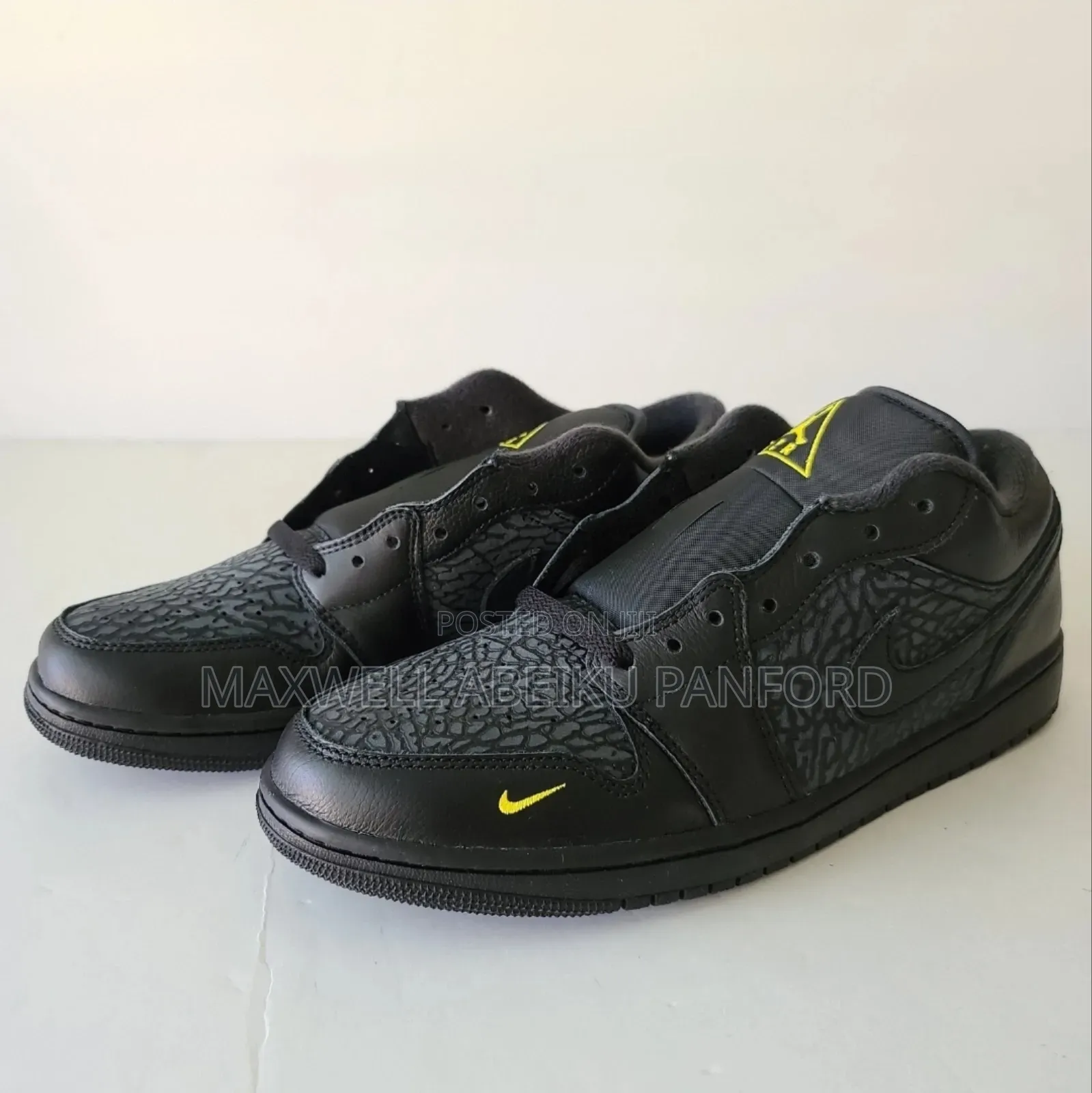 Nike Air Jordan 1 Low Se Elephant Print Black Yellow I Men's Size 8.5