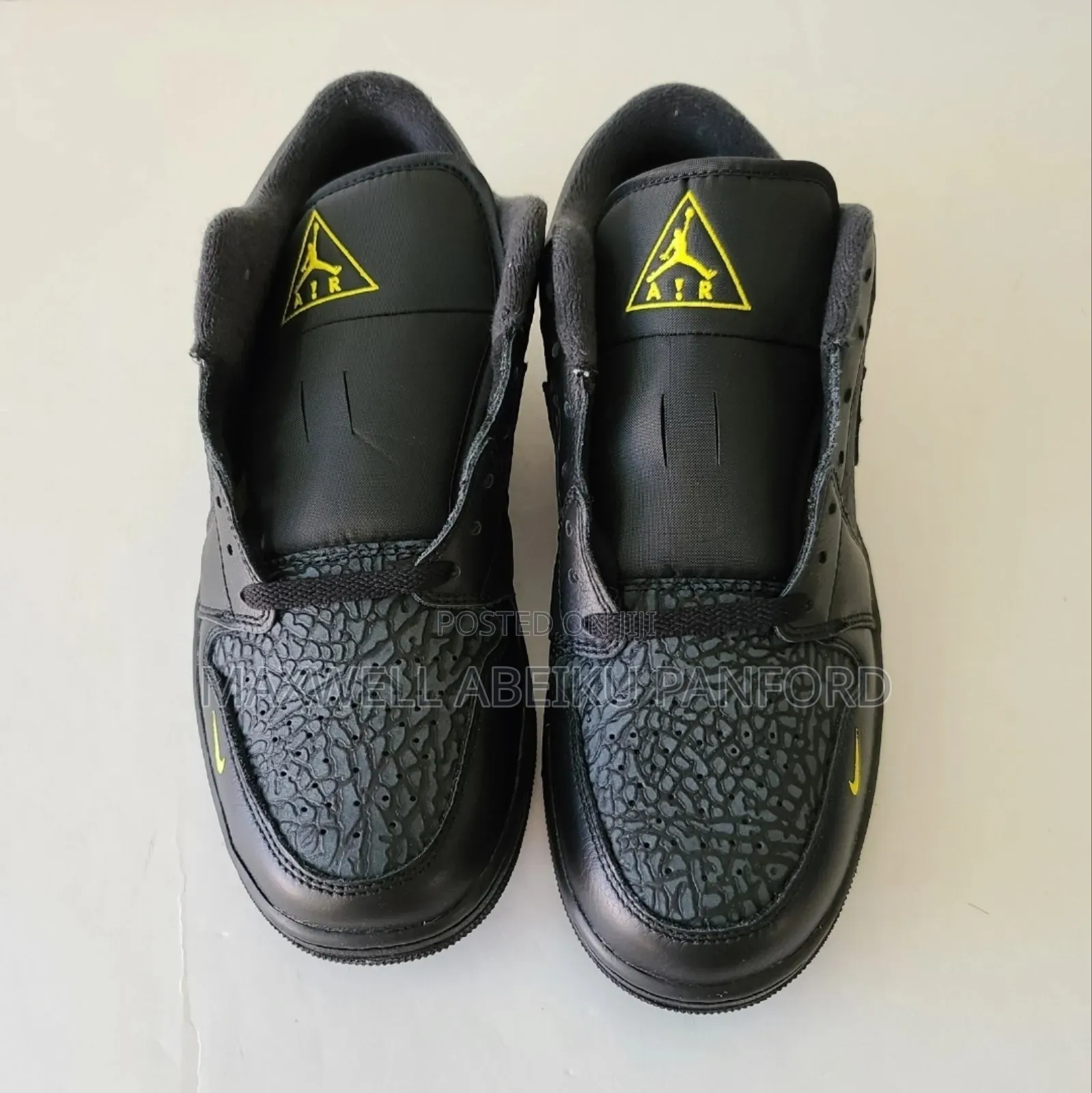 Nike Air Jordan 1 Low Se Elephant Print Black Yellow I Men's Size 8.5
