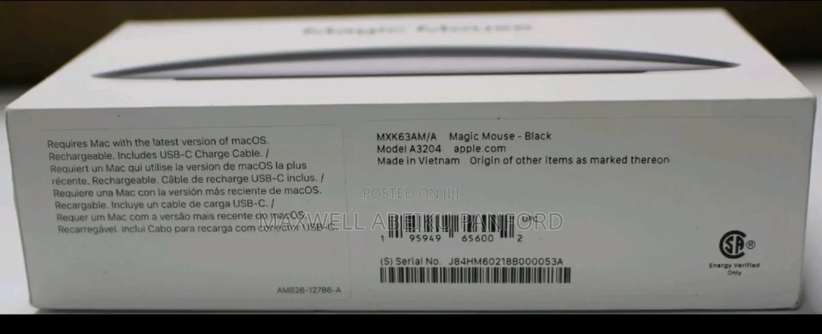 Apple Bluetooth Wireless Laser Magic Mouse A3204 Usb C