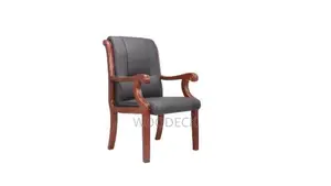 Classic Wooden Armchair With Cushioned Seat and Backrest