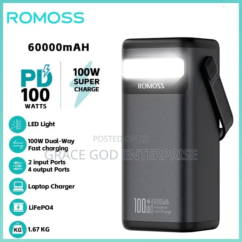 Romoss Pmt60 Laptop Power Bank 60000mah,100w High Power