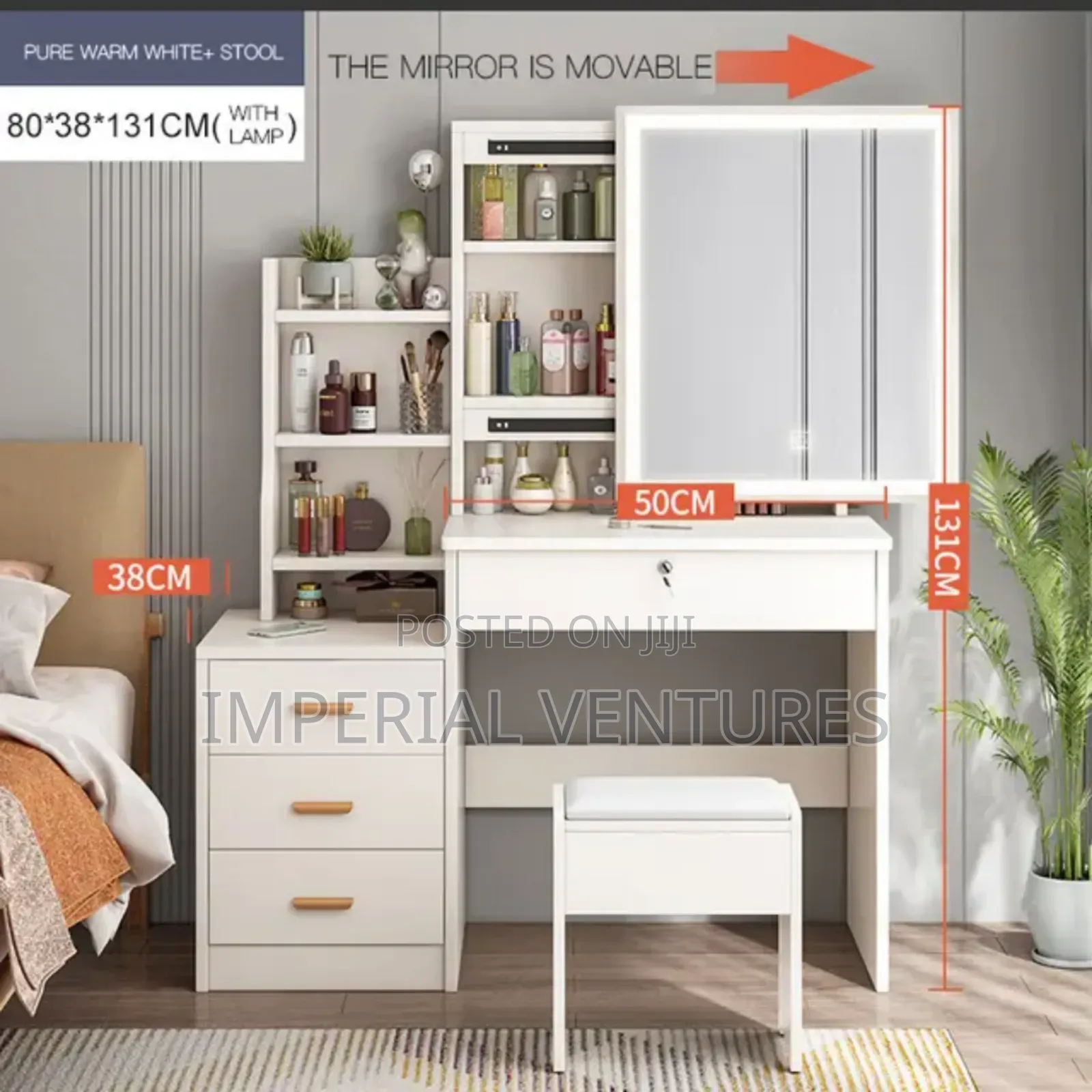 White Complete Dresser With Led Light
