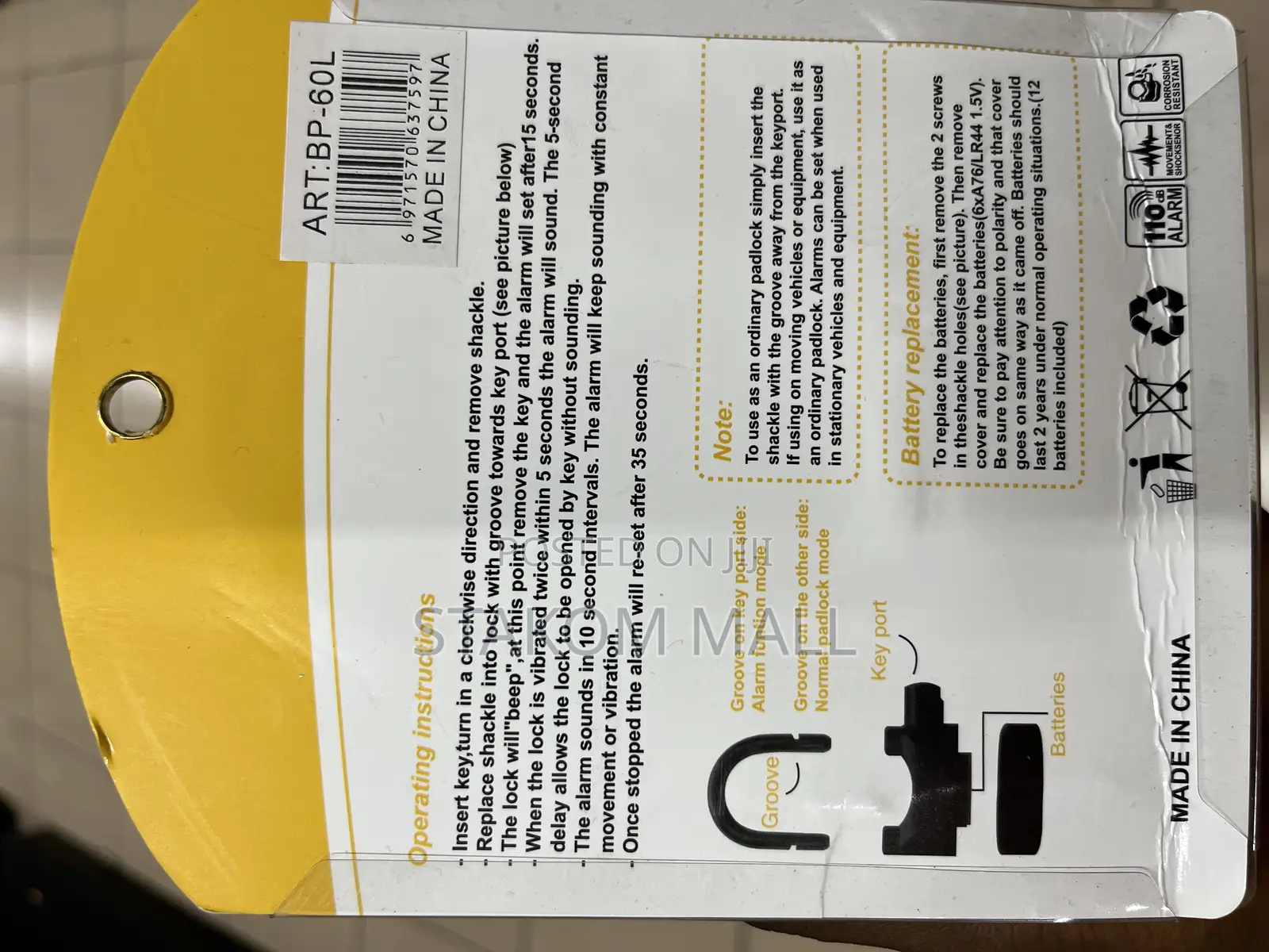 Motorcycle Lock With Alarm