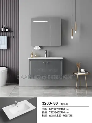 3203-80 Wall Hung Vanity Set With Led Lighting Mirror
