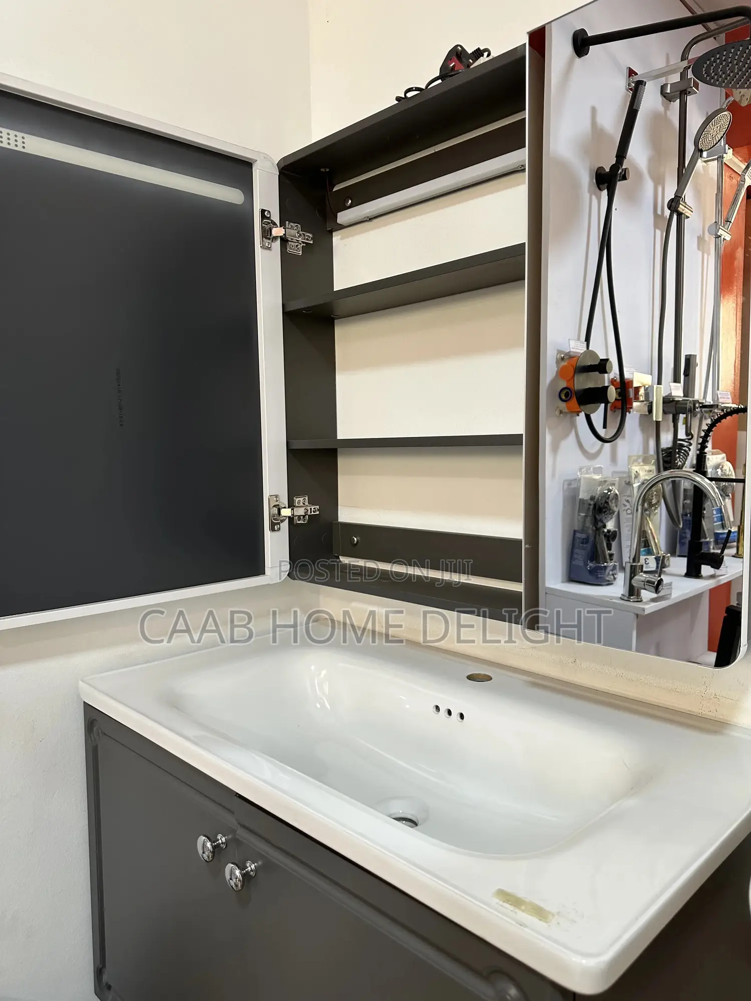 3203-80 Wall Hung Vanity Set With Led Lighting Mirror