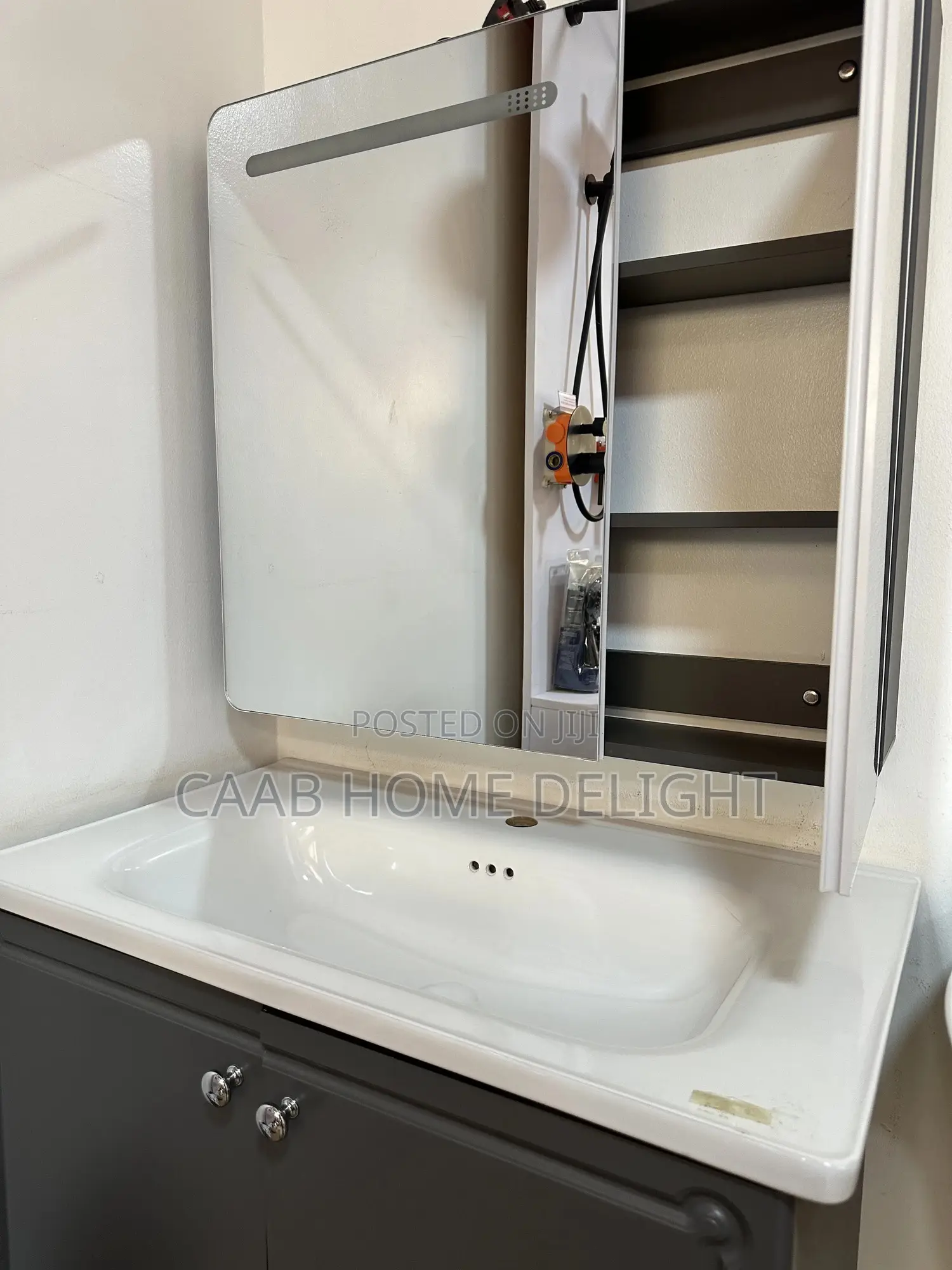 3203-80 Wall Hung Vanity Set With Led Lighting Mirror