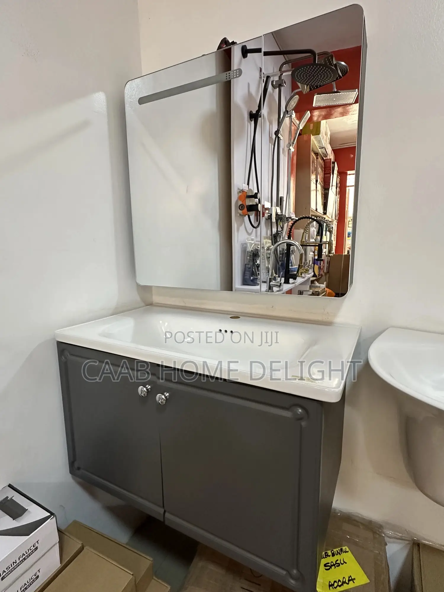 3203-80 Wall Hung Vanity Set With Led Lighting Mirror