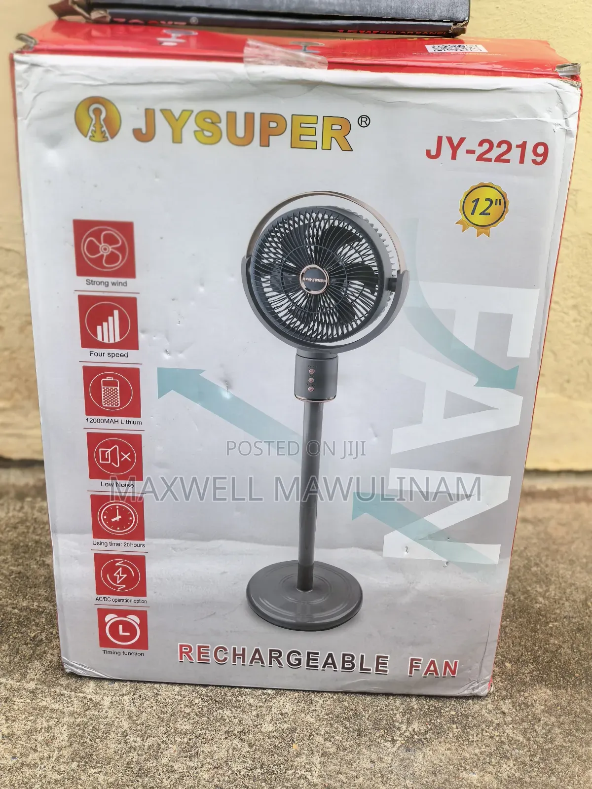 Rechargeable Standing Fan With Solar