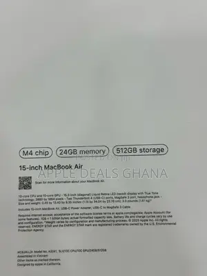 New Laptop Apple MacBook Air 2025 M4 15-inch 24GB Apple M4 SSD 512GB