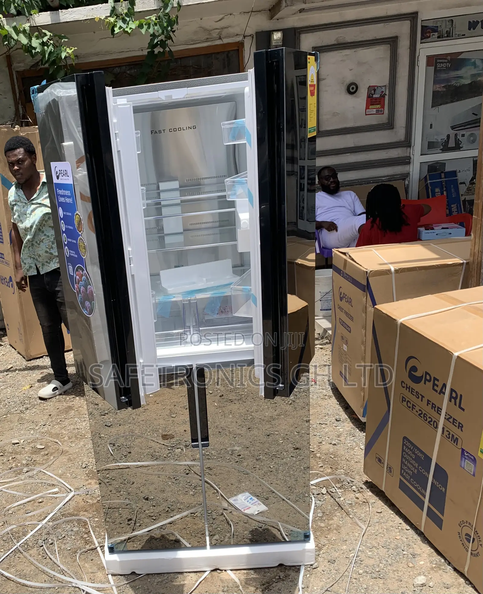 Affordable 482 Liters Side by Side 4 Doors Mirror Pearl Fridge