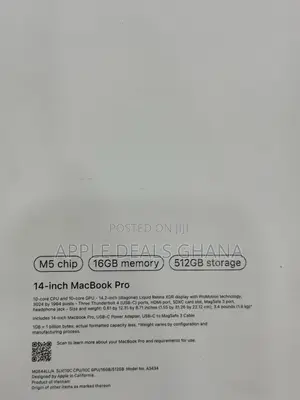 New Laptop Apple MacBook Pro 2025 M5 14-inch 16GB Apple M5 SSD 512GB