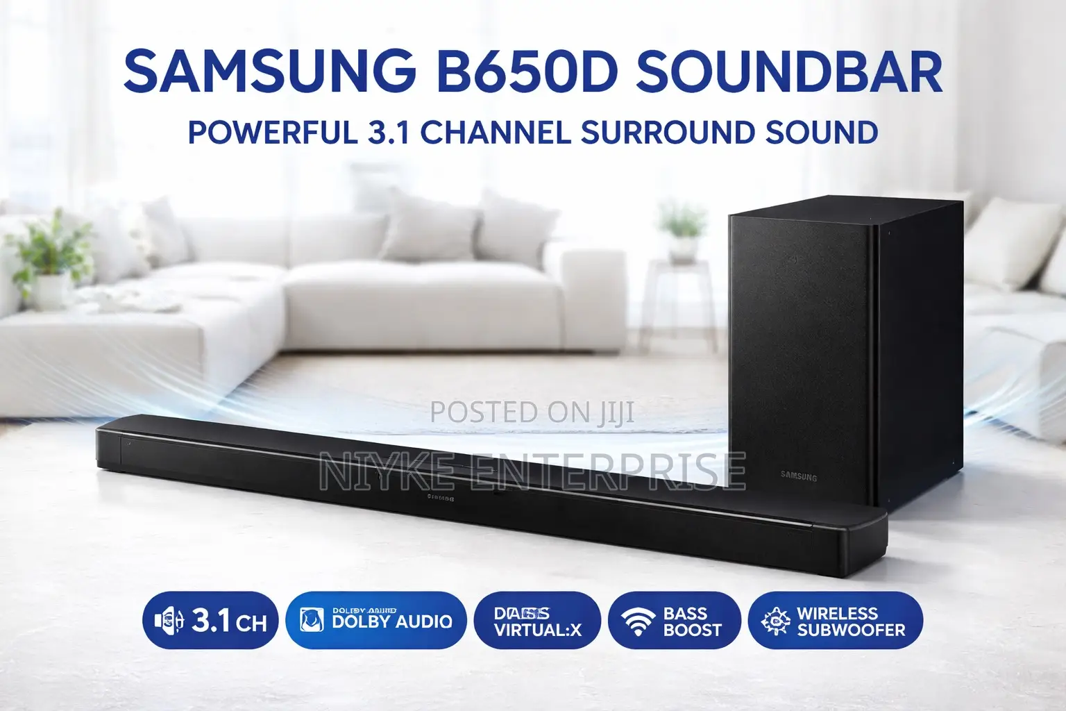 Samsung B650d Soundbar – Powerful 3.1 Channel Surround Sound