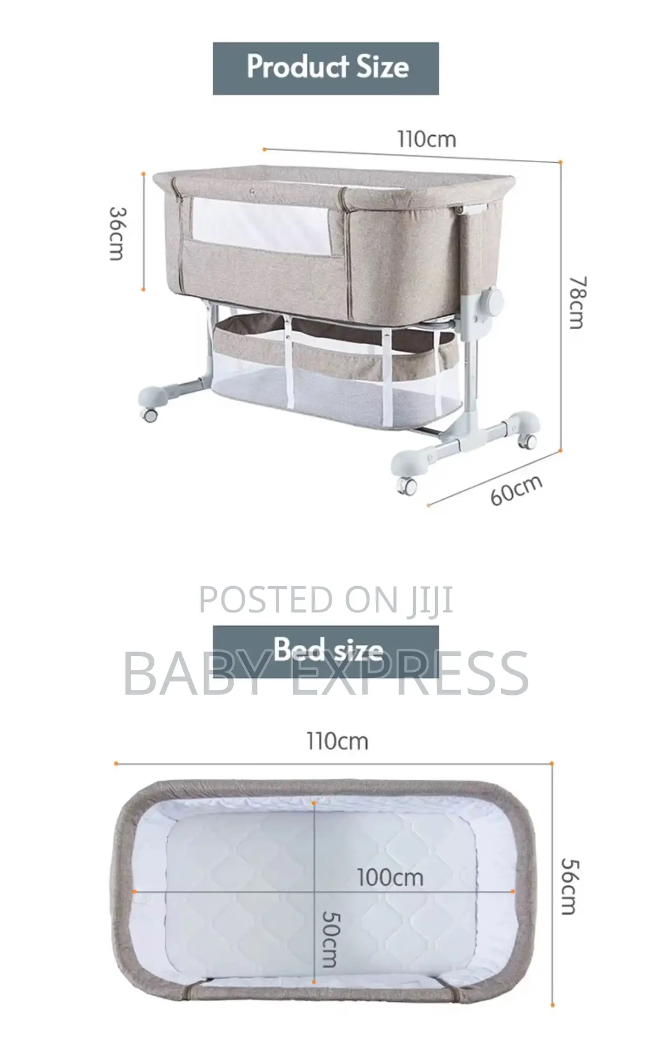 Adjustable Foldable Baby Bed Co-Sleeper – Portable Infant Crib.