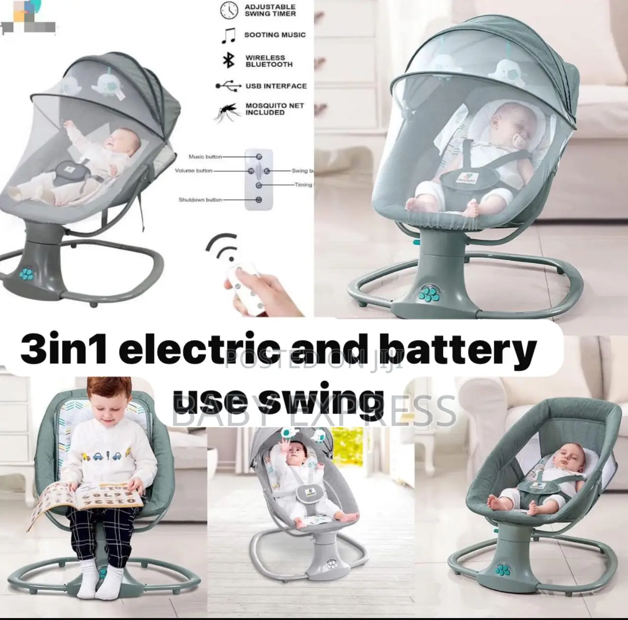 Mastela 3in1 Electric and Battery Use Swing Available in New Fadama