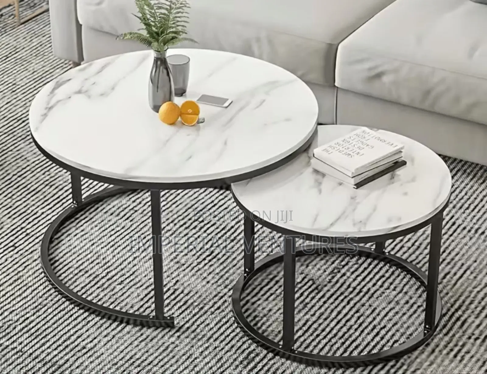 Double Round White Center Table