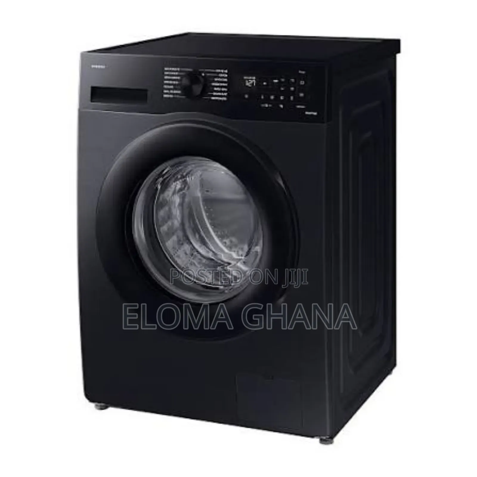 Sleek Black Samsung 11kg Front-Load Fully Automatic Washing Machine.