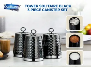 Tower Solitaire Black 3 Piece Canister Set