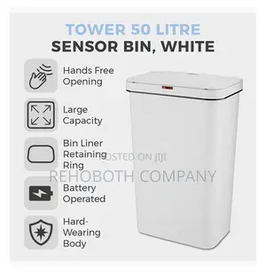 Tower T838005w Sensor Bin With Retainer Ring, Battery-Operated, 50l