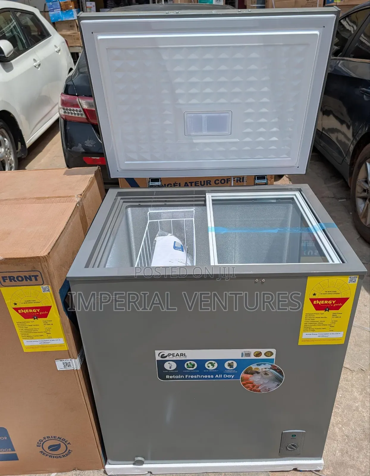 Pearl *147l* Chest Freezer 
With Sliding Glass