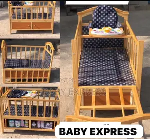 Multifunctional Wooden Baby Cot With Mosquito Net and Under Storage
