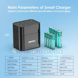 8 Rechargeable Lithium Aa 3000/3600mwh Batteries With a Charging Unit