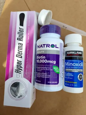 Kirkland Minoxidil, Derma Roller and Natrol Biotin Combo