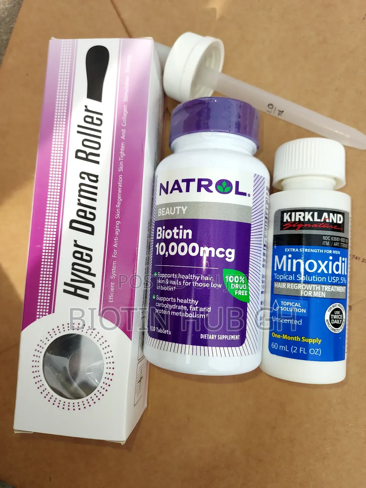 Kirkland Minoxidil, Derma Roller and Natrol Biotin Combo